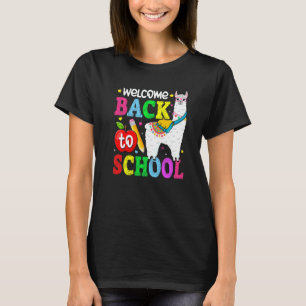 Camiseta Lhama Fofa Bem-vindo Primeiro Dia De Volta à Escol