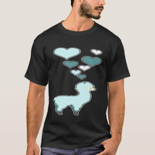 Camiseta Lhama Fofa com Corações Amo Lhamas