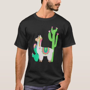 Camiseta Lhama Fofa Com Flor & Cacto Camídeo Roupa