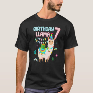Camiseta Lhama Fofa de 7 Anos de Idade Tema de Aniversário