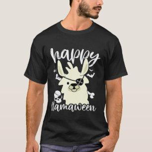 Camiseta Lhama Fofa de Halloween Pirata Morcegos Caveira Lh