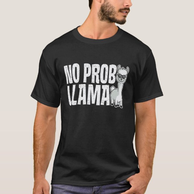 Camiseta Lhama Fofa Sem Problema Arco-íris Animal Retro Vin (Frente)