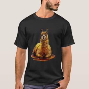 Camiseta Lhama Homens Mulher Estética Dourado Mel Lhama