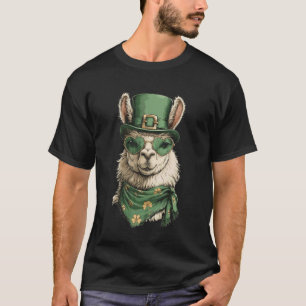 Camiseta Lhama Irlandês com Óculos de Sol Corações Trevos D