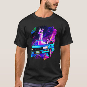 Camiseta Lhama Legal Dirigindo Carro Esportivo No Espaço Al