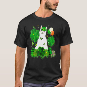 Camiseta Lhama Leprechaun Fofa Xadrez Leopardo Trevos de Sh