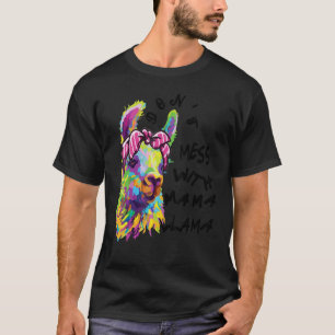 Camiseta Lhama Mãe Fofa Para Lhama Lhama Colorida Abstrata