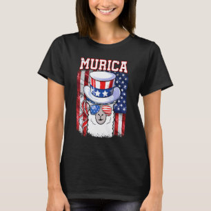 Camiseta Lhama Murica Patriótica Bandeira Dos EUA 4 De Julh