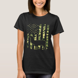 Camiseta Lhama Patriótica de Bandeira Camuflada Amante de A