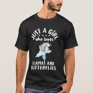 Camiseta Lhama Pega Borboletas Apenas Uma Garota Que Ama L