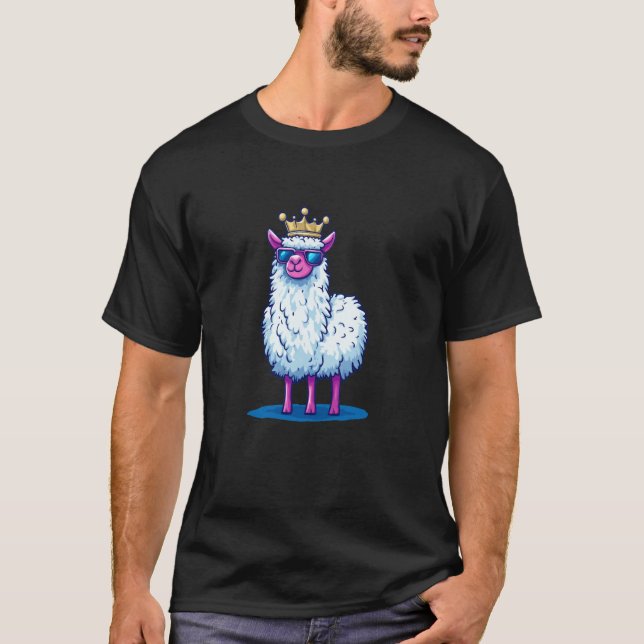 Camiseta Lhama Rei com Óculos Gráfico para um Visual Capric (Frente)