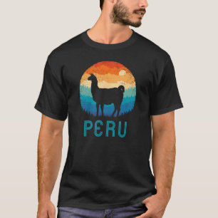 Camiseta Lhama Retro Machu Picchu Peru Vintage Alpaca Nazca