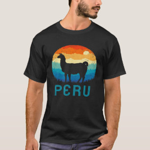 Camiseta Lhama Retro Machu Picchu Peru Vintage Alpaca Nazca