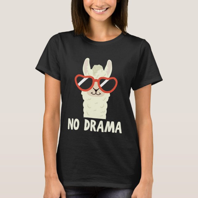 Camiseta Lhama Sem Drama Com Óculos De Sol (Frente)