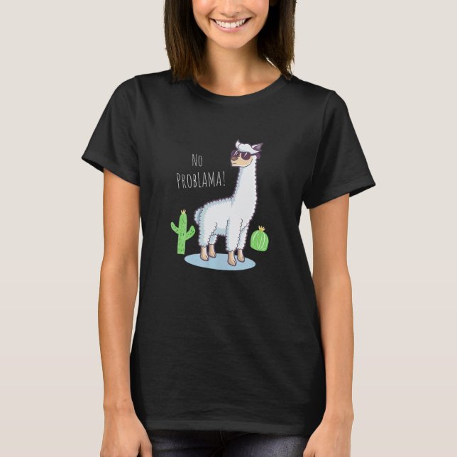 Camiseta Lhama Sem Problama Lhama Cactus (Frente)