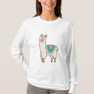 Camiseta lhama sorridente e feliz desenho animado animal ca