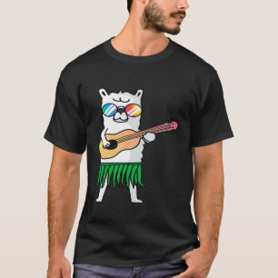 Camiseta Lhama Ukulele Luau Fofo Legal Havaí Alpaca