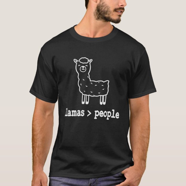 Camiseta Lhamas Ama animais mais que Pessoas (Frente)