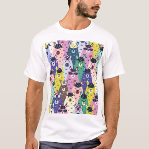Camiseta Lhamas Coloridas Fundo Infantil Sem Costura