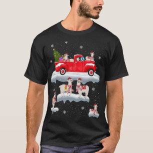 Camiseta Lhamas Dirigindo Árvore de Natal Red Truck Llama C