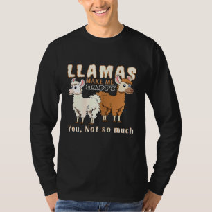 Camiseta Lhamas Femininas Me Fazem Feliz Você Não Tanto