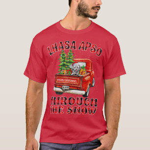 Camiseta Lhasa Apso Através Da Xadrez De Caminhão De Natal 