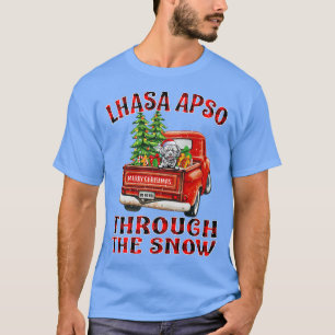 Camiseta Lhasa Apso Através Da Xadrez De Caminhão De Natal 