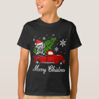 Lhasa Apso Cachorro Caminhão Vermelho Feliz Natal 