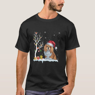 Camiseta Lhasa Apso Cachorro Papai Noel Hesitação Cristo de