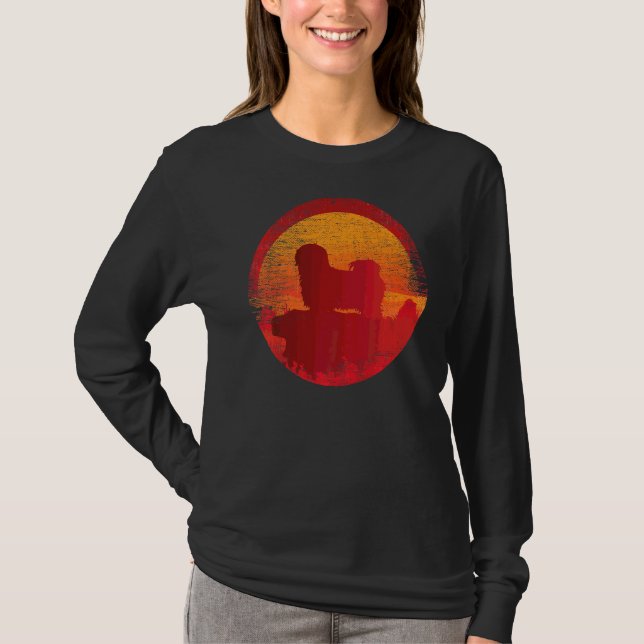 Camiseta Lhasa Apso Dog Retro Sunset (Frente)