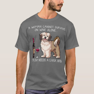 Camiseta Lhasa Apso e vinho Cão Engraçado