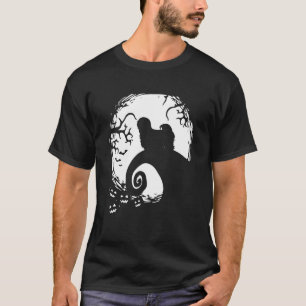 Camiseta Lhasa Apso Halloween Sob A Lua Spooky Do
