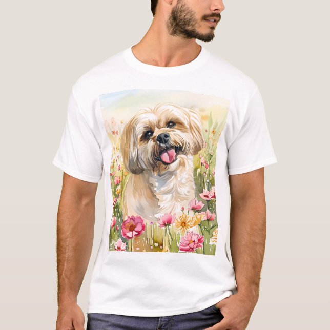Camiseta Lhasa Apso Watercolor Men's T-Shirt (Frente)