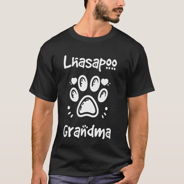 Camiseta Lhasapoo Avó Lhasa Apso Poodle Mistura Granddog (Frente)