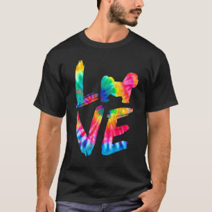 Camiseta Lhasapoo Tie Dye Love Dog Mãe Pai