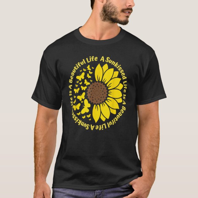 Camiseta Li-Fé Sunkised É Uma Linda Vida Girassol Mas (Frente)