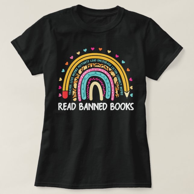 Camiseta Li Livros Banidos Para Ler O Bookworm (Frente do Design)