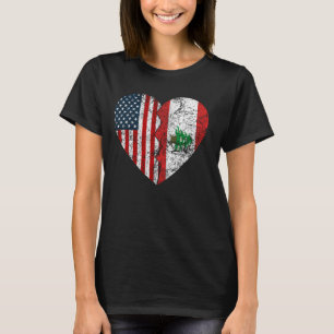 Camiseta Libanês American Flags Heart Estados Unidos Lebano