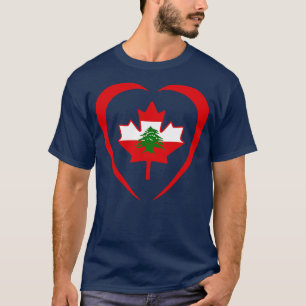 Camiseta Libanês Multinacional Canadense Flag Heart
