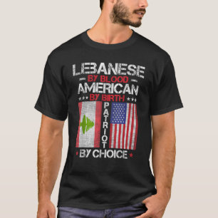 Camiseta Libanês Por Blood American Por Nascimento Patriota