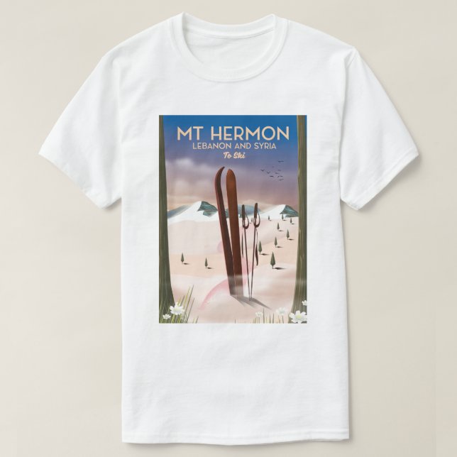Camiseta Líbano e Síria Mt Hermon Esqui (Frente do Design)