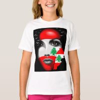 Líbano Flag e Map no rosto da menina