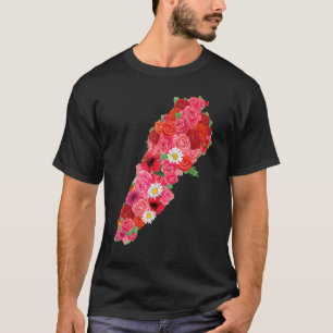 Camiseta Líbano Flag Flower Map Beirut Lobnan Libanês Le