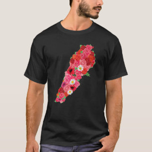 Camiseta Líbano Flag Flower Map Beirut Lobnan Libanês Le