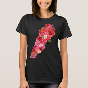 Camiseta Líbano Flag Flower Map Beirut Lobnan Libanês Le