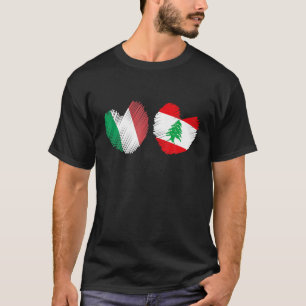 Camiseta Líbano Itália Coração Bandeira Italiana Bandeira L