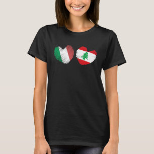 Camiseta Líbano Itália Coração Bandeira Italiana Bandeira L