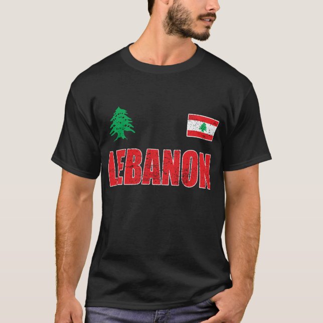 Camiseta Líbano,Líbano,Bandeira do Líbano,Bandeira do Líban (Frente)
