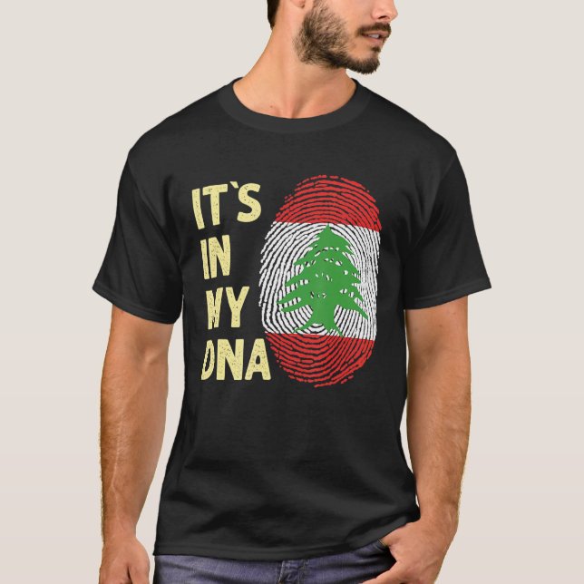 Camiseta Líbano: Minha Equipe De Bandeiras Do Dna Libanesa  (Frente)