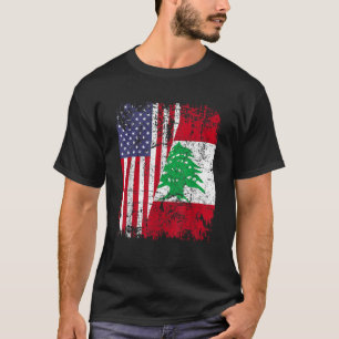 Camiseta LÍBANO ROOTS Half American Flag LEBANON